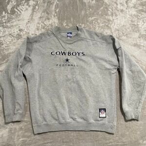 Dallas Cowboys Sweater Mens Large Gray Reebok Vintage Y2K Crewneck Pullover NFL